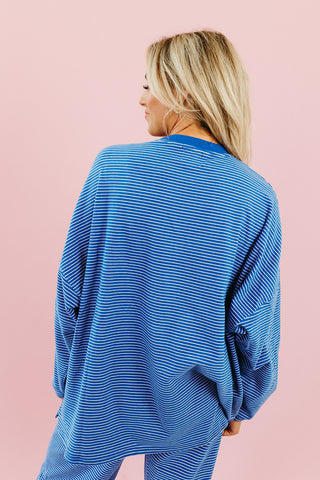 Nyah Striped Tunic Top in Royal