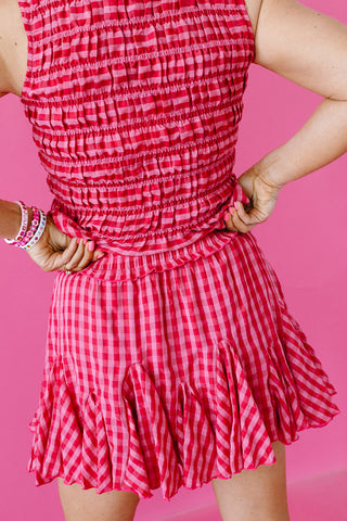 Ivy Smocked Gingham Skirt
