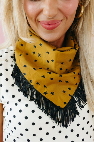 Star Fringe Bandana in Gold/Black