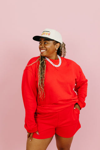 Kerri Mock Neck + Shorts Set in Chili