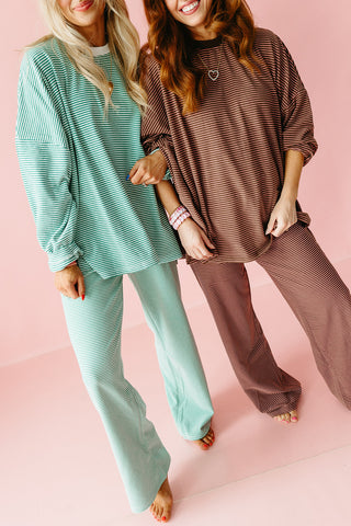 Nyah Striped Lounge Pants in Brown/Pink