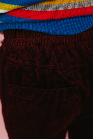 Riley Corduroy Track Pants in Merlot