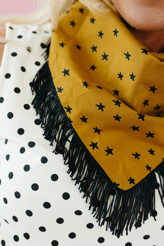 Star Fringe Bandana in Gold/Black