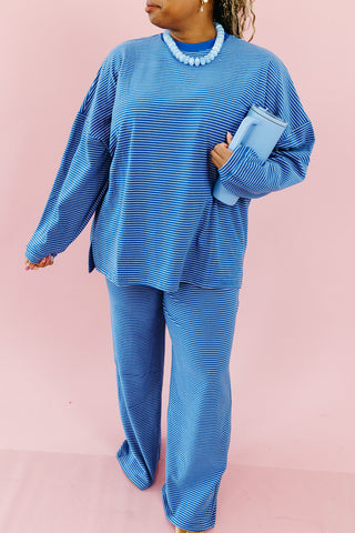Nyah Striped Tunic Top in Royal