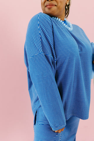 Nyah Striped Tunic Top in Royal