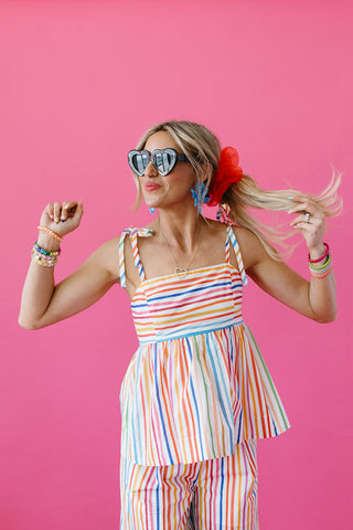 Kyler Multi Colored Baby Doll Top