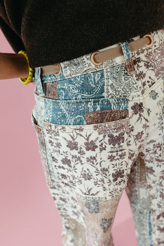 Sally Earth Block Printed Barrel Jean