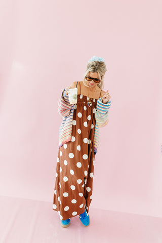 Reese Polka Dot Maxi Dress in Brown