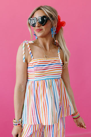 Kyler Multi Colored Baby Doll Top