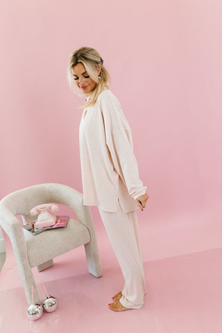 Mika Stripe Lounge Pants in Baby Pink