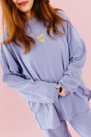 Nyah Striped Tunic Top in Purple