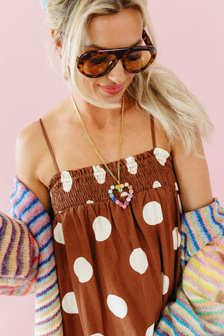 Reese Polka Dot Maxi Dress in Brown