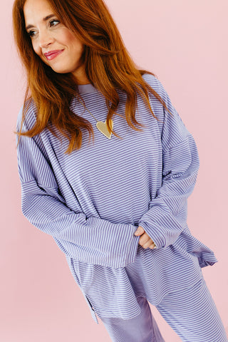 Nyah Striped Tunic Top in Purple