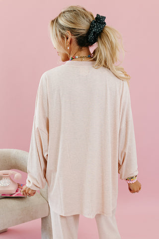 Mika Striped Tunic Top in Baby Pink