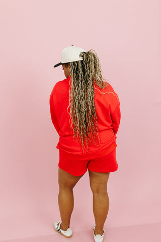 Kerri Mock Neck + Shorts Set in Chili