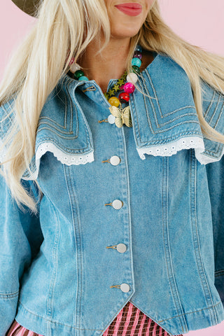 Kori Pintuck Collar Denim Jacket