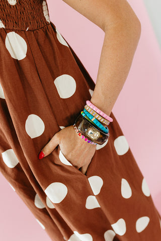 Reese Polka Dot Maxi Dress in Brown