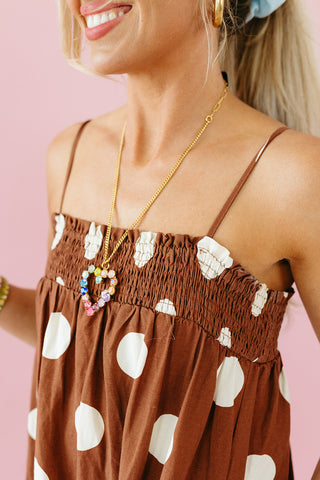 Reese Polka Dot Maxi Dress in Brown