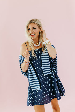 Hilly Polka Dot Mini Dress in Midnight