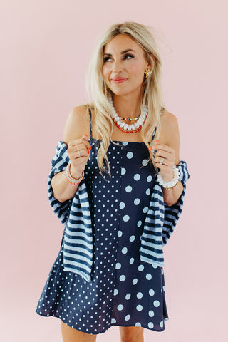 Hilly Polka Dot Mini Dress in Midnight