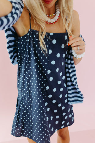 Hilly Polka Dot Mini Dress in Midnight