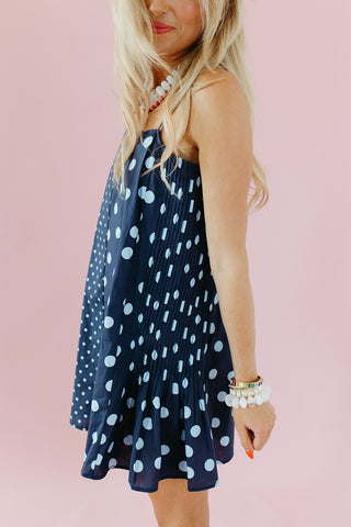 Hilly Polka Dot Mini Dress in Midnight