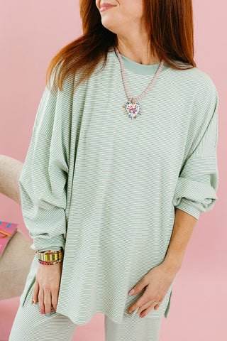 Mika Striped Tunic Top in Mint