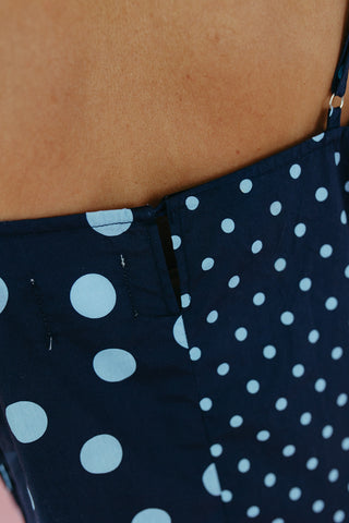 Hilly Polka Dot Mini Dress in Midnight