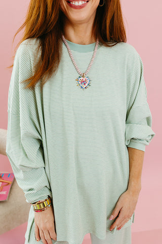 Mika Striped Tunic Top in Mint