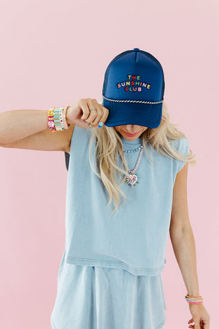 Sunshine Club Trucker Hat in Navy
