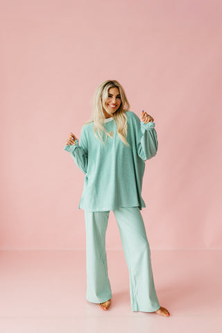 Nyah Striped Tunic Top in Green