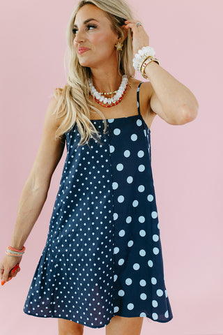 Hilly Polka Dot Mini Dress in Midnight