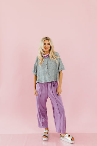 Lou Mineral Wash Barrel Pants in Purple