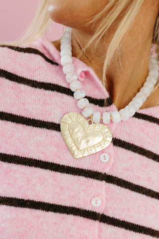 Piper Cardigan in Pink/Brown Stripe