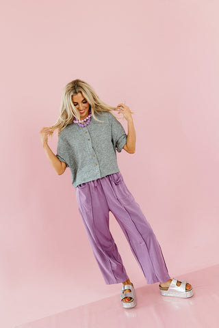 Lou Mineral Wash Barrel Pants in Purple