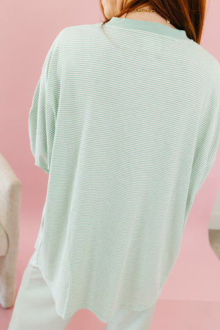 Mika Striped Tunic Top in Mint
