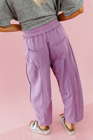 Lou Mineral Wash Barrel Pants in Purple