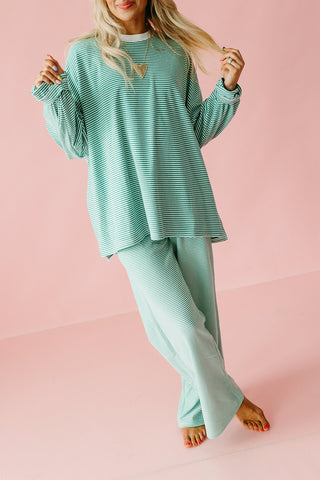 Nyah Striped Tunic Top in Green