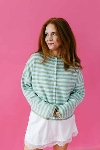 Piper Cardigan in Matcha Stripe