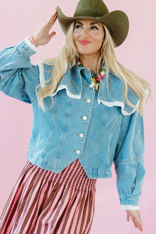 Kori Pintuck Collar Denim Jacket
