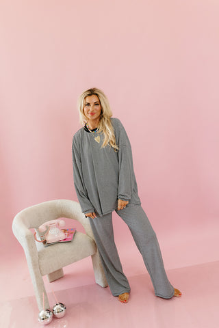 Mika Stripe Lounge Pants in Black
