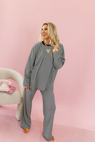 Mika Stripe Lounge Pants in Black