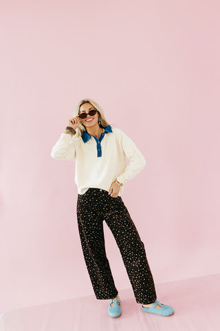 Avaree Denim Collar Polo Sweater
