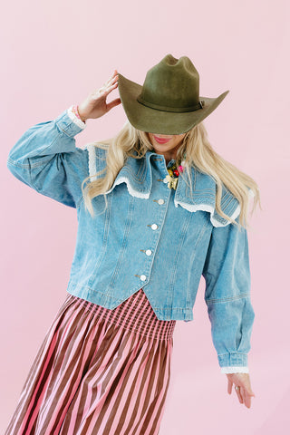 Kori Pintuck Collar Denim Jacket