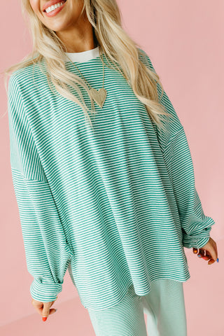 Nyah Striped Tunic Top in Green