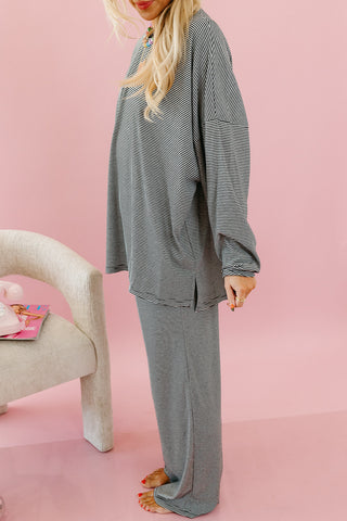 Mika Striped Tunic Top in Black