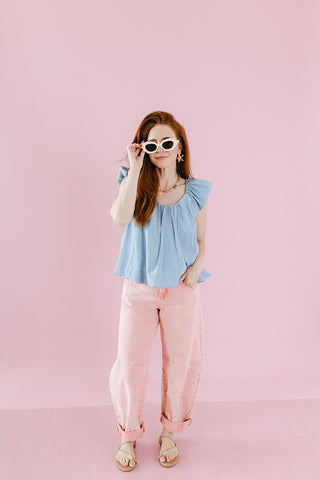Wyatt Textured Top in Blue