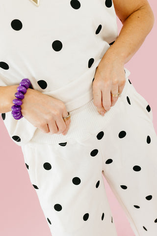 Lulu Knit Pant Set in Ivory and Black Polka Dot