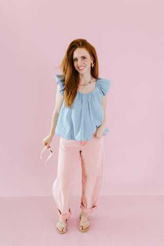 Wyatt Textured Top in Blue