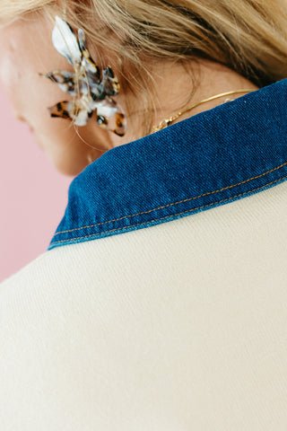 Avaree Denim Collar Polo Sweater